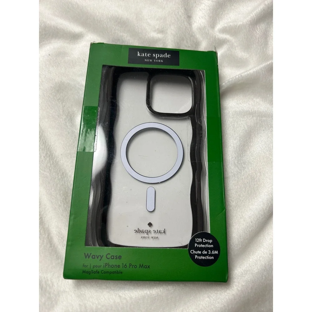Kate Spade iPhone 16 Pro Max Wavy Case MagSafe Compatible Black Clear